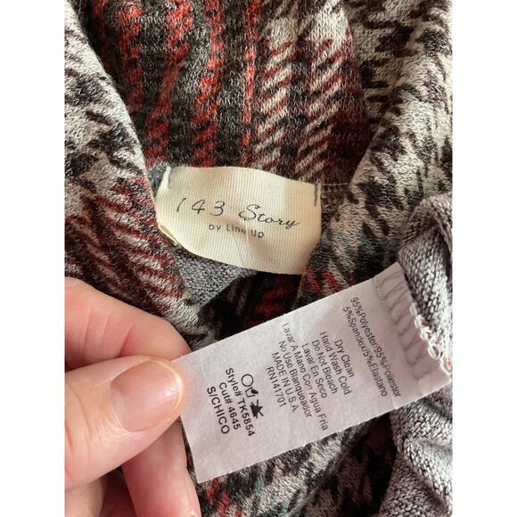 143 Story Womens Small Plaid Cold Shoulder Knit Turtleneck - Picture 6 of 6